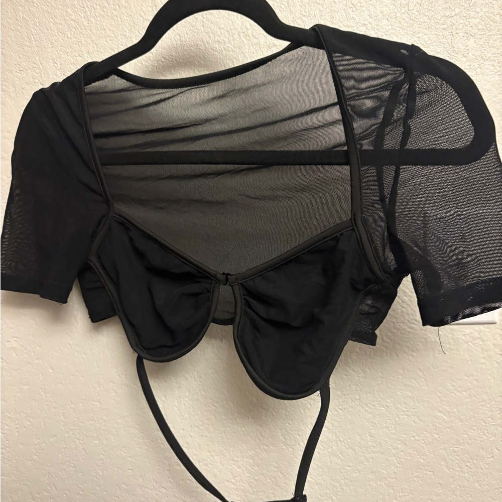 SHEIN Black Mesh Bra Top